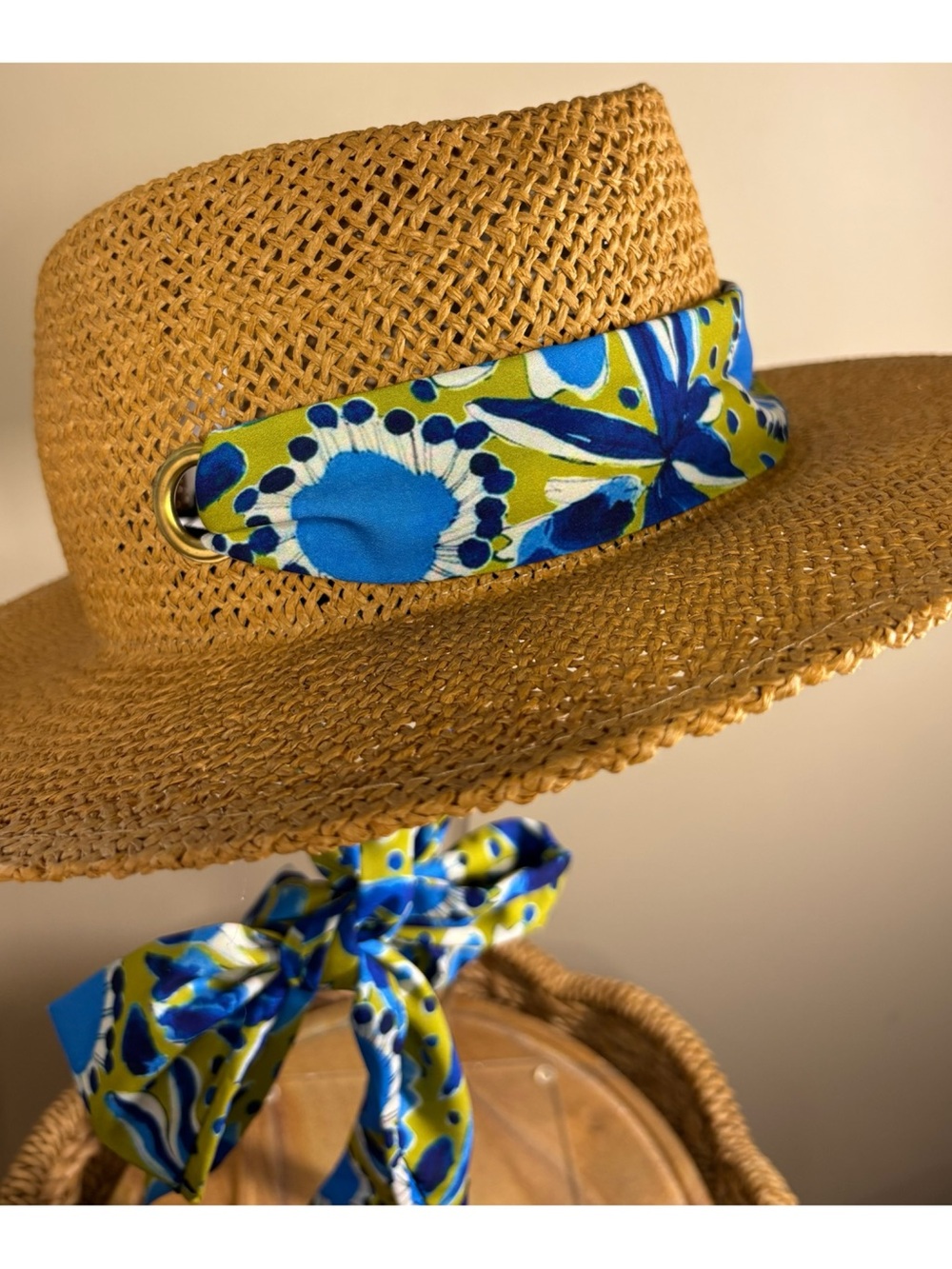 NWOT Anthropologie VERA Scarf-Trimmed Boater Hat  One Size - Picture 7 of 11